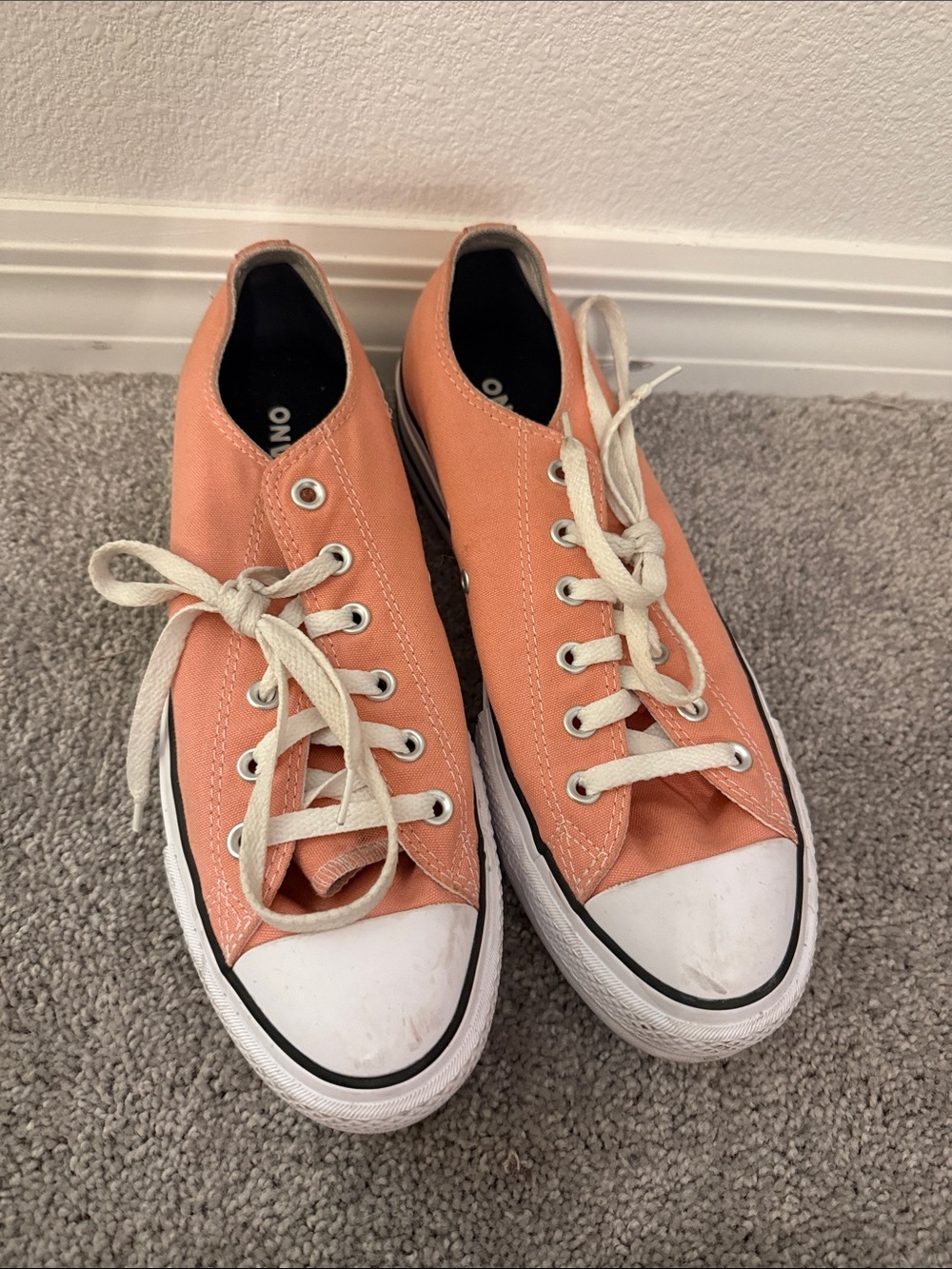 Converse Peach/White Low Top Sneakers